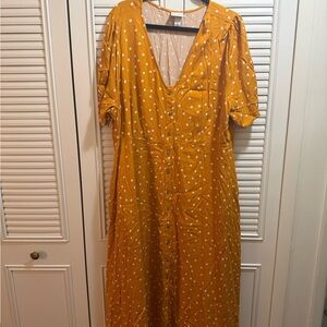 Ava & Viv Orange Polka Dot Midi Dress